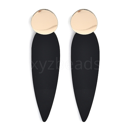 Brass Resin Teardrop Stud Earrings for Women EJEW-U030-01G-03-1