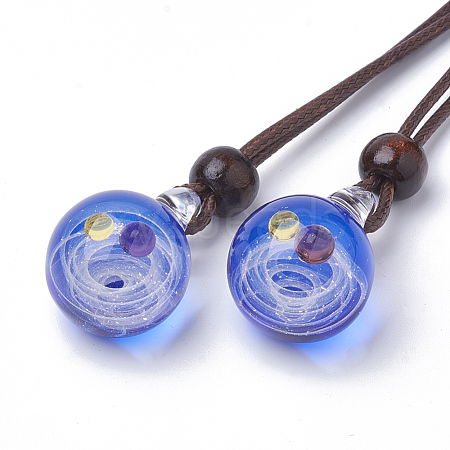 Handmade Gold Sand Lampwork Pendants LAMP-R137-C01-1