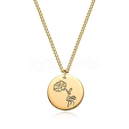 Brass Birth Flower Pendant Necklaces for Women FS-WG9FD20-12-1