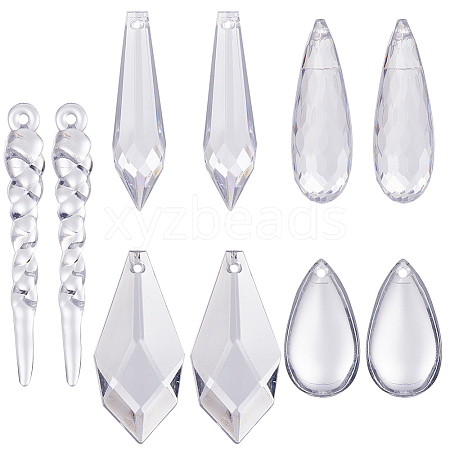 SUNNYCLUE 50Pcs 5 Style Transparent Acrylic Pendants TACR-SC0001-21-1