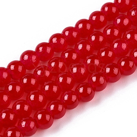 Baking Painted Imitation Jade Glass Round Bead Strands DGLA-Q021-4mm-05-A-1