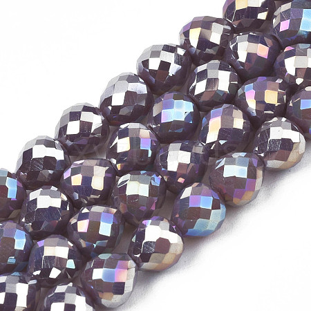 Electroplate Opaque Solid Color Glass Beads Strands EGLA-N002-26-A08-1