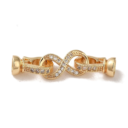 Rack Plating Brass Pave Clear Cubic Zirconia Fold Over Clasps KK-M285-31B-02G-1