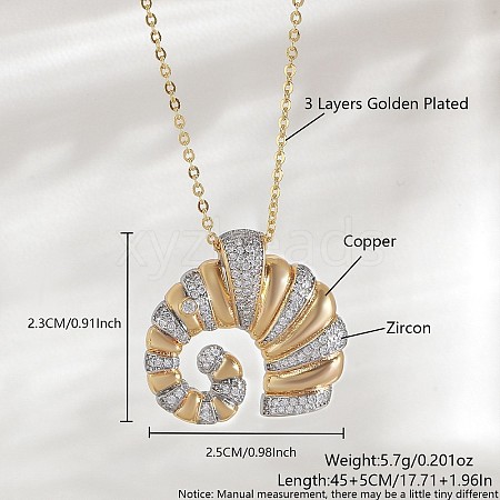 Ocean Summer Brass Pave Clear Cubic Zirconia Pendant Necklaces FS-WG8D1A7-16-1