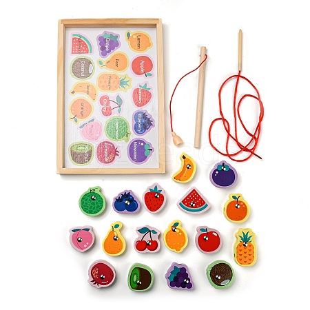 Wooden Magnetic Fishing Games AJEW-D066-01A-1