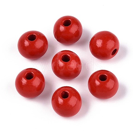 Spray Painted Round Natural Schima Wood Beads WOOD-A018-12mm-07-1