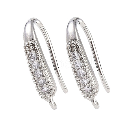 Brass Micro Pave Clear Cubic Zirconia Earring Hooks KK-U008-06P-1