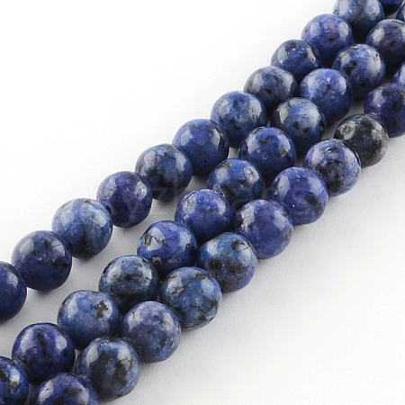 Dyed Natural Sesame Jasper Round Beads Strands X-G-R342-8mm-12-1