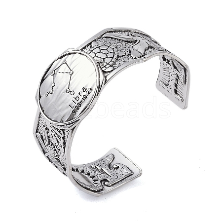 Constellation Alloy Open Cuff Bangles for Women Men LS-BJEW-C064-01AS-10-1