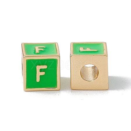 Rack Plating Brass Enamel Beads KK-B060-04G-02F-1