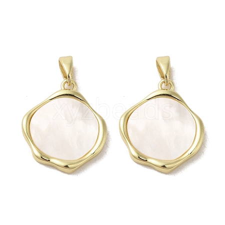 Brass Pave Shell Pendants KK-I708-13C-G-1