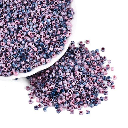 Opaque Picasso Cylinder Glass Beads SEED-Q039-06A-07-1