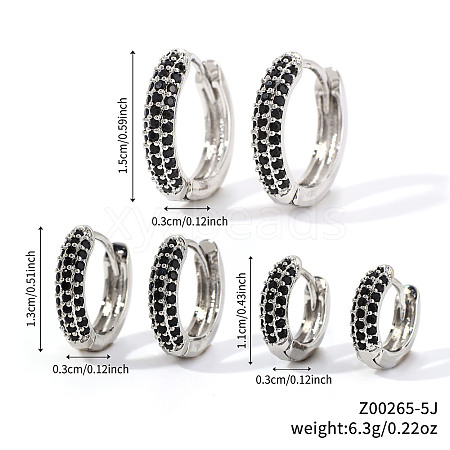 Elegant Brass Pave Cubic Zirconia Hoop Earrings GU7152-8-1