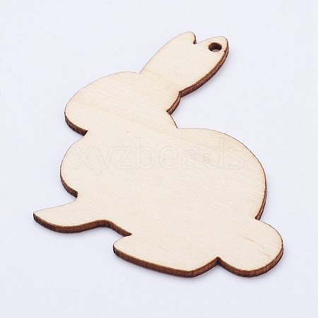 Undyed Wood Blank Tag Big Bunny Pendants LS-X-WOOD-P010-02H-1