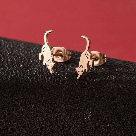 Stainless Steel Small Animal Stud Earrings for Women PW-WG5B49B-19-1