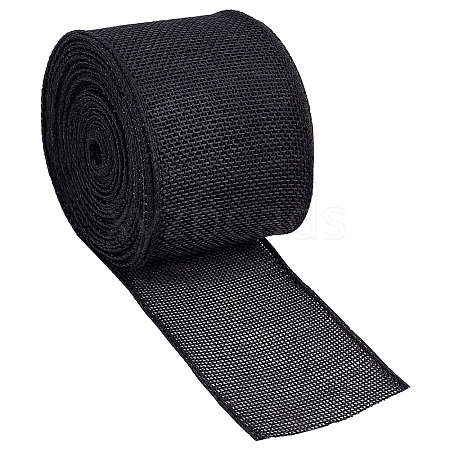 Polyester Imitation Burlap  Ribbon SRIB-WH0017-03C-1