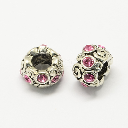 Alloy Rhinestone European Beads MPDL-R036-09G-1