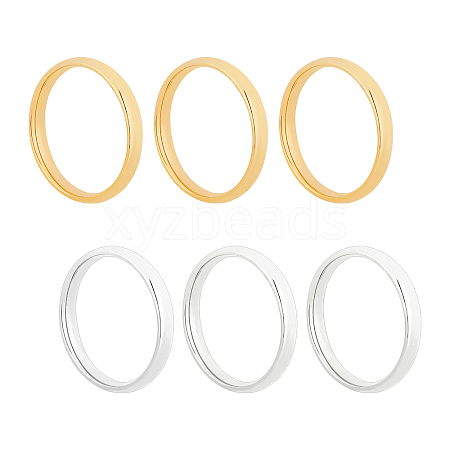 304 Stainless Steel Flat Plain Band Rings STAS-UN0014-94-1
