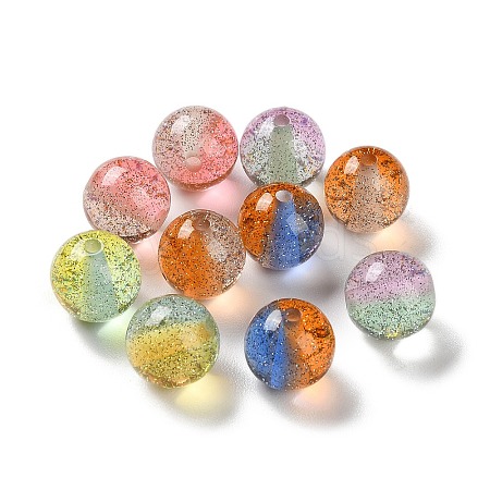 Gradient Color Transparent Resin Beads with Gold Foil RESI-A035-10C-1