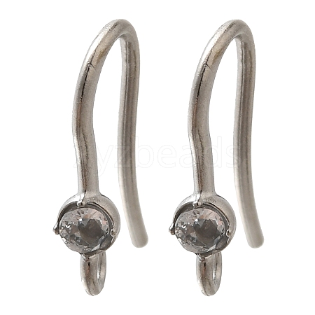 304 Stainless Steel Rhinestone Earring Hooks STAS-D310-01P-04-1