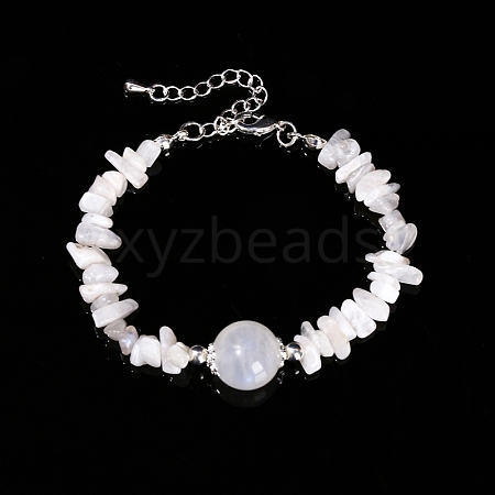 Natural Rainbow Moonstone Chips Beaded Bracelets PW-WGA4343-03-1