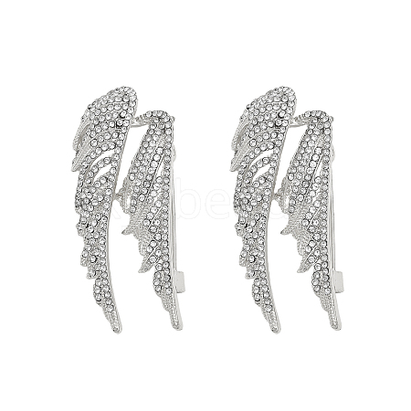 CHGCRAFT 2PCS Crystal Rhinestone Wing Lapel Pin JEWB-CA0001-30P-1