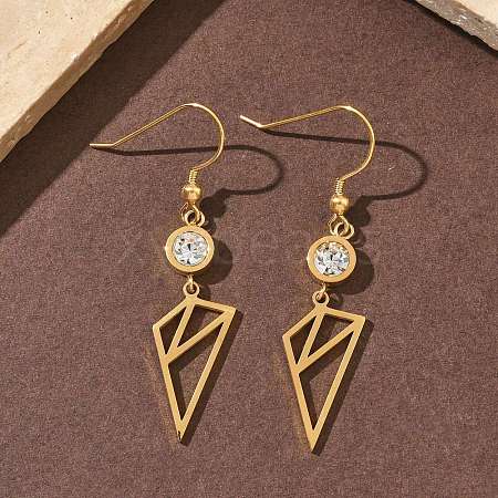 304 Stainless Steel Triangle Dangle Earrings EJEW-Z129-07G-1