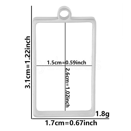 Non-Tarnish Stainless Steel Open Back Bezel Pendants PW-WGB5BE7-15-1