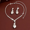 Brass Rhinestone Pendant Necklaces & Stud Earrings Sets for Women WGFE659-03-1
