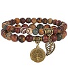2Pcs Natural Picasso Jasper Round Beads Stretch Bracelets FS-WG435B7-07-1
