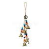 Boho Wind Chimes Hanging Ornaments with Wood Beads AJEW-WH0258-679-1