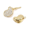 Heart Brass Micro Pave Clear Cubic Zirconia Box Clasps KK-H537-05G-1