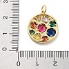 Flat Round Rack Plating Brass Micro Pave Cubic Zirconia Pendants KK-Z071-76G-3