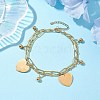 Brass Paperclip and Figaro Chains Anklets AJEW-AN00597-2