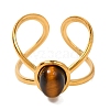 Oval Natural Tiger Eye Finger Rings RJEW-Q822-22G-03-2