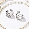 304 Stainless Steel Triple C-Shaped Stud Earrings for Women EJEW-C096-68P-01-4