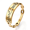 Ion Plating(IP) 304 Stainless Steel Word Good Luck Adjustable Ring for Women RJEW-T027-13G-1
