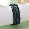 Natural Chrysocolla and Lapis Lazuli(Dyed) Round Bead Stretch Bracelets BJEW-L594-B04-3