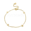 Vacuum Plating 304 Stainless Steel Star Link Anklet with Cable Chains for Women STAS-E001-20G-1