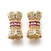 Brass Micro Pave Cubic Zirconia Beads KK-M318-22G-1