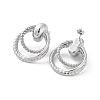 Non-Tarnish 304 Stainless Steel Double Ring Dangle Stud Earrings EJEW-D095-18P-2