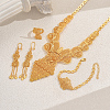 Alloy Hollow Flower Bracelets & Earrings & Necklaces & Rings Sets for Women IK7377-3