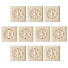 Square Wood Carved Floral Decorative Blocks WOOD-WH0124-160A-1