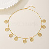 Real 18K Gold Plated Vintage Flat Round Pendant Necklace for Women XS6715-1