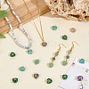 30Pcs 5 Styles Natural Amethyst & Grey Agate & Green Aventurine & Synthetic Malachite & Turquoise Faceted Hearted Charms with Brass Sun Star Moon Slices PALLOY-PHE00010-2