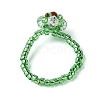 Flower Glass Beads Stretch Finger Rings for Women RJEW-MZ00025-5