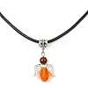 Angel Shape Alloy with Glass Pendant Necklaces NJEW-JN04560-02-1