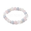 Natural Mixed Gemstone & Pearl Round Beaded Stretch Bracelets for Women BJEW-JB11041-3