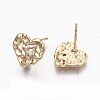 Hammered Brass Micro Pave Clear Cubic Zirconia Stud Earring Findings KK-N231-221-NF-1