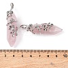 Natural Rose Quartz Double Terminal Pointed Pendants G-C144-03P-06-3